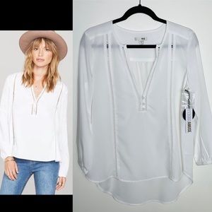 Society Amuse Pretty Young Things Woven White Top NWT